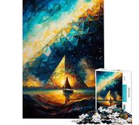 Rompecabezas de 1000 Piezas para Adolescentes diseño de pirámide Triangular Pintura difícil y desafiante decoración del hogar Juego de ingenio Apto para Mayores de 14 años (38x26cm)