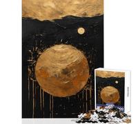 Rompecabezas de 1000 piezas para adolescentes diseño de planeta dorado pintura abstracta decoración del hogar juguetes ideas de regalo juegos de relajación lista de deseos con Papá Noel tamaño 38x52cm