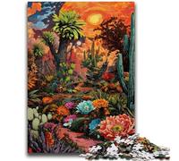 Rompecabezas de 1000 Piezas para Adolescentes, diseño de Plantas del Desierto, Pintura al óleo, antiestrés, Toda la Familia, 26x38cm