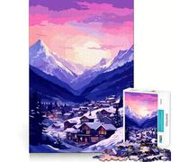 Rompecabezas de 1000 Piezas para Adolescentes,diseño de Pueblo Europeo nevado,Arte de Bordes precisos,Juego de ingenio para un rato Agradable,Regalo de cumpleaños (50x75cm)