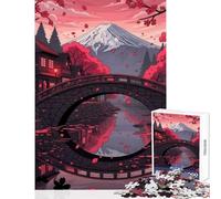 Rompecabezas de 1000 Piezas para Adolescentes diseño de Pueblo japonés con cerezos en Flor y Puente Ideal como Juguete de Bricolaje Obra de Arte Regalo Juego Educativo colección de Artistas Bellas
