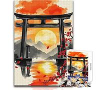 Rompecabezas de 1000 Piezas para Adolescentes, diseño de Puerta Japonesa al Atardecer, Juego de Hermoso diseño, Regalo de cumpleaños, Obra de Arte, tamaño 50x75cm