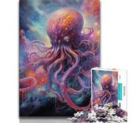 Rompecabezas de 1000 Piezas para Adolescentes diseño de Pulpo en Acuarela Ideal como Juego Educativo o decoración del hogar Toda la Familia 26x38cm