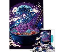 Rompecabezas de 1000 Piezas para Adolescentes diseño de Ramen japonés neón Rompecabezas para Adultos Juego práctico Que Mejora la Memoria cumpleaños y Navidad (tamaño 50x75cm)