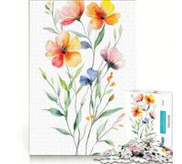 Rompecabezas de 1000 Piezas para Adolescentes diseño de Ramo Floral en Acuarela Juego Relajante para aliviar el estrés Lista de Deseos con Papá Noel 38x52cm