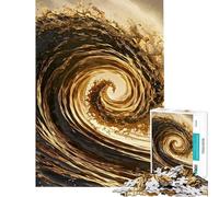 Rompecabezas de 1000 Piezas para Adolescentes diseño de Remolino de Olas Doradas Ideal para armar Decorar Paredes cumpleaños y Navidad (tamaño 50x75cm)