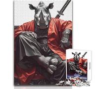 Rompecabezas de 1000 Piezas para Adolescentes, diseño de Rinho Samurai Katana, Ideal para Momentos de Relax, Troquelado de precisión Fina, tamaño 38x52cm