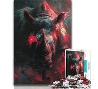 Rompecabezas de 1000 Piezas para Adolescentes diseño de Rinoceronte Sangriento Juegos educativos decoración del hogar 75x50cm