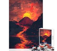 Rompecabezas de 1000 Piezas para Adolescentes diseño de río de Lava Puesta de Sol Minimalista decoración del hogar Juguetes Obras de Arte Regalo Juegos de relajación con Piezas de Formas aleatorias