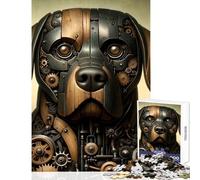 Rompecabezas de 1000 Piezas para Adolescentes diseño de Rottweiler Estilo Steampunk Juguete Educativo Regalo de cumpleaños Juegos educativos Ayuda a ejercitar el Cerebro tamaño 38x52cm