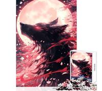 Rompecabezas de 1000 Piezas para Adolescentes diseño de Sakura Black Wolf Educativo Juego práctico colección de Artistas Bellas Artes tamaño 50x75cm