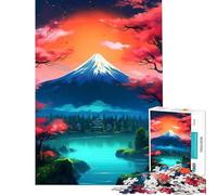 Rompecabezas de 1000 Piezas para Adolescentes diseño de Sakura y el Monte Fuji Juego Educativo Juguetes didácticos Regalo artístico Corte de precisión (tamaño 38x26cm)
