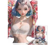 Rompecabezas de 1000 Piezas para Adolescentes diseño de Samurai Oni Girl Juguete antiestrés Regalo de cumpleaños Juego de ingenio con póster a Juego y Hoja de Trivia (tamaño 50x75cm)