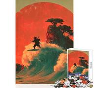 Rompecabezas de 1000 Piezas para Adolescentes diseño de samurái Surfista en una Ola Juguetes antiestrés Regalo de cumpleaños Juegos de relajación Cada Pieza es única tamaño 38x52cm