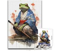 Rompecabezas de 1000 Piezas para Adolescentes, diseño de Sapo Guerrero, samurái y Rana Divertido Juego cognitivo de Aprendizaje reflexivo Tamaño: 38x52cm