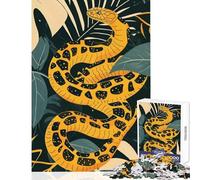 Rompecabezas de 1000 Piezas para Adolescentes diseño de Serpiente Amarilla en Hojas Juegos Juego práctico Interesante para Reducir el estrés tamaño 38x26cm