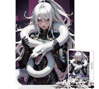 Rompecabezas de 1000 Piezas para Adolescentes diseño de Serpiente Blanca Chica Anime Juguetes antiestrés Grandes Regalos y Juguetes Juego práctico Interesante Juego para Reducir el estrés 38x26cm