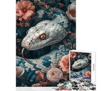 Rompecabezas de 1000 Piezas para Adolescentes diseño de Serpiente Blanca en Flor Ideal para Decorar el hogar Regalo de cumpleaños Juego Educativo Cada Pieza es única tamaño 50x75cm