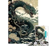 Rompecabezas de 1000 Piezas para Adolescentes diseño de Serpiente Ukiyo-e Fabricado en Japón y China Ideal para Adultos Juegos relajantes decoración del hogar y como Regalo para Reducir el estrés