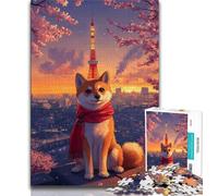 Rompecabezas de 1000 Piezas para Adolescentes diseño de Shiba Inu Juguetes educativos Juegos antiestrés cumpleaños y Navidad 75x50cm
