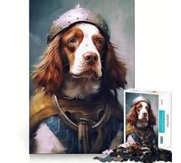 Rompecabezas de 1000 Piezas para Adolescentes,diseño de Spaniel bretón Vikingo,Arte de Corte Limpio,Rompecabezas de lógica,Juego de Ocio,Regalo de cumpleaños (38x26cm)