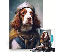 Rompecabezas de 1000 Piezas para Adolescentes,diseño de Spaniel bretón Vikingo,Ideal para Manualidades,Ejercicios mentales,diversión,Momentos de Relax y cumpleaños (38x52cm)