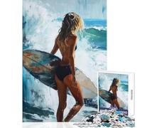 Rompecabezas de 1000 Piezas para Adolescentes diseño de Surfista Caminando con Tabla Juguetes de Bricolaje Grandes Regalos y Juguetes Juego Educativo Que Ayuda a ejercitar el Cerebro tamaño 38x52cm