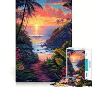 Rompecabezas de 1000 Piezas para Adolescentes,diseño de Suspense Hawaiano,Pixel Art,Arte de Bordes precisos,Juego de ingenio,Ideal para Relajarse y como Regalo de cumpleaños (50x75cm)