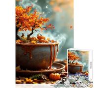 Rompecabezas de 1000 Piezas para Adolescentes diseño de Taza de té otoñal Ideal para Decorar el hogar Regalo de Amigo Secreto Juego de ingenio colección de Artistas Bellas Artes tamaño 38x52cm