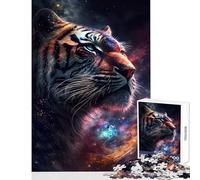 Rompecabezas de 1000 Piezas para Adolescentes diseño de Tigre Espacial Ideal como decoración de Pared cumpleaños Juegos relajantes Entrena tu Cerebro y Tus Manos 50x75cm