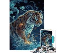 Rompecabezas de 1000 Piezas para Adolescentes diseño de Tigre Místico y Niebla Azul Rompecabezas para Adultos Ideal para divertirse en Familia Un Reto para completar Un Juego Divertido y desafiante