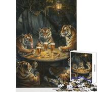 Rompecabezas de 1000 Piezas para Adolescentes diseño de Tigres y Cerveza en una Taberna Juguete para decoración de Pared Regalo de cumpleaños Juego Educativo Actividades Divertidas en casa 50x75cm