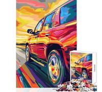 Rompecabezas de 1000 Piezas para Adolescentes diseño de Todoterreno Rojo en la Carretera Juguete para decoración de Pared Obra de Arte Regalo Juegos relajantes con Piezas de Formas aleatorias