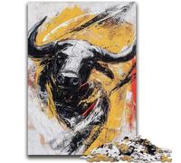 Rompecabezas de 1000 Piezas para Adolescentes, diseño de Toro Negro y Dorado, Toda la Familia a Partir de los 14 años, 50x75cm
