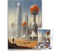 Rompecabezas de 1000 Piezas para Adolescentes, diseño de Torres futuristas, desafío único, Regalo para Mujeres, Obra de Arte, tamaño 38x52cm