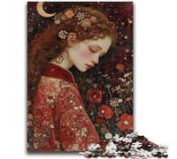 Rompecabezas de 1000 Piezas para Adolescentes, diseño de una Hermosa niña con Flores, Ideal para aliviar el estrés y Matar el Tiempo en casa, con Papá Noel (50x75cm)