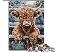 Rompecabezas de 1000 Piezas para Adolescentes, diseño de Vaca de Las Tierras Altas, Apto para Mayores de 14 años Toda la Familia (tamaño 50x75cm)
