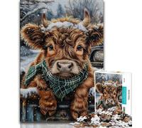 Rompecabezas de 1000 Piezas para Adolescentes diseño de Vaca de Las Tierras Altas Ideal para interacción Entre Padres e Hijos a Partir de 14 años 50x75cm