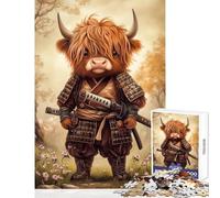 Rompecabezas de 1000 Piezas para Adolescentes diseño de Vaca samurái de Las Tierras Altas decoración del hogar Juguetes Regalos para Mujeres y Hombres Juegos Divertidos desafío Educativo 50x75cm