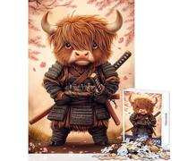 Rompecabezas de 1000 Piezas para Adolescentes diseño de Vaca samurái de Las Tierras Altas Juguetes antiestrés Regalo de cumpleaños Juegos educativos Interesante para Reducir el estrés tamaño 38x26cm