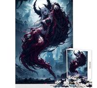 Rompecabezas de 1000 Piezas para Adolescentes diseño de Vampiros Muerte Anime Chica decoración del hogar Juguetes Grandes Regalos y Juguetes Juego Familiar interacción Entre Padres e Hijos 50x75cm