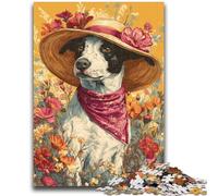 Rompecabezas de 1000 Piezas para Adolescentes,diseño de Vaqueras y Perros Entre Flores Silvestres,para Adultos,Ideal para aliviar el estrés,un desafío difícil y un Regalo de Amigo Secreto (50x75cm)