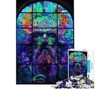 Rompecabezas de 1000 Piezas para Adolescentes diseño de vidriera druida Rompecabezas para Adultos Juguetes antiestrés para la diversión Familiar Ayuda a ejercitar el Cerebro (tamaño 50x75cm)