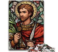 Rompecabezas de 1000 Piezas para Adolescentes, diseño de vidrieras de San Agustín, Ideal para Juegos educativos, decoración del hogar y Escritorio (75x50cm)