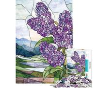 Rompecabezas de 1000 Piezas para Adolescentes diseño de vidrieras Lilas Juego práctico Juguetes adictivos para Cultivar la Paciencia un Gran Regalo un Reto difícil (tamaño 38x26cm)