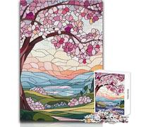 Rompecabezas de 1000 Piezas para Adolescentes, diseño de vidrieras, Paisaje primaveral, diversión Familiar y Noche de Juegos, desafío difícil, Gran Regalo, tamaño 38x26cm