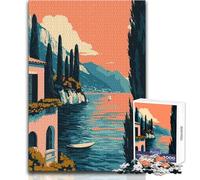 Rompecabezas de 1000 Piezas para Adolescentes, diseño de Villa Italiana Junto al Lago, Arte Minimalista, Rompecabezas, Juegos Familiares, Corte de precisión, Regalo de cumpleaños, tamaño 38x52cm