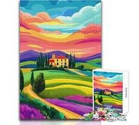 Rompecabezas de 1000 Piezas para Adolescentes, diseño de Villa Toscana al Atardecer, Italia, Juegos educativos, Juguete Educativo de Corte de precisión, tamaño 38x52cm