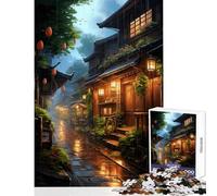Rompecabezas de 1000 Piezas para Adolescentes diseño de Village Rain Street Ideal para Decorar el hogar Regalo de cumpleaños Juego Educativo para cumpleaños y Navidad tamaño 38x52cm