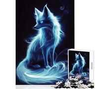 Rompecabezas de 1000 Piezas para Adolescentes diseño de Zorro Azul Brillante antiestrés póster y Hoja de Trivia a Juego 38x52cm